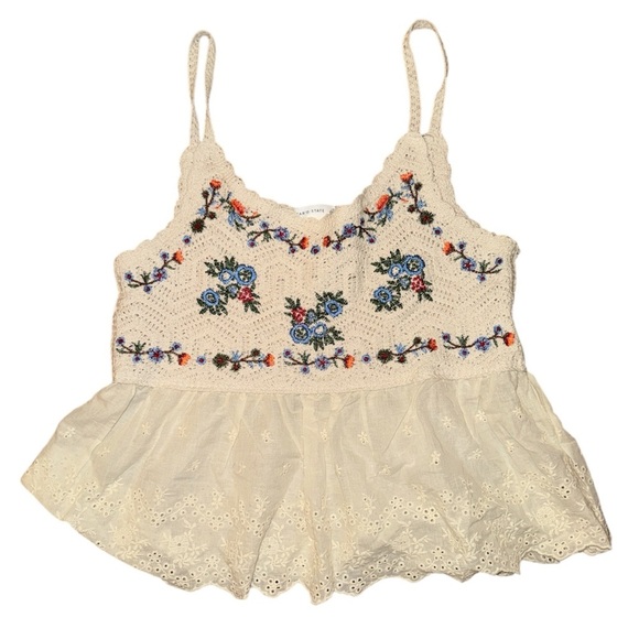 Altar’d State multicolor floral lace crochet tank blouse women’s size small - Picture 1 of 9